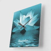 蓮エレガント花海禅ヨガ瞑想 スクエア壁時計 (傾斜)