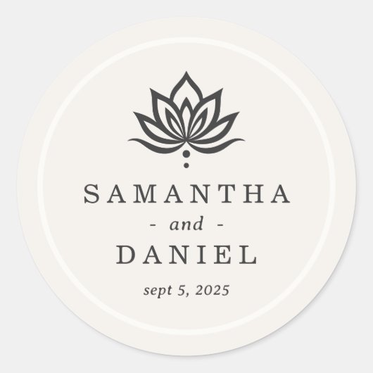 蓮エレガント花灯中性アイボリー ラウンドシール (正面)