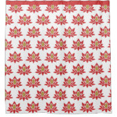 蓮エレガント花赤金ゴールド禅ヨガパターン シャワーカーテン (正面)