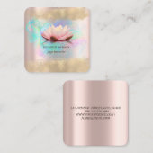 蓮エレガント花金ゴールドブラシ筆画ホログラフィック スクエア名刺 (正面/裏面)