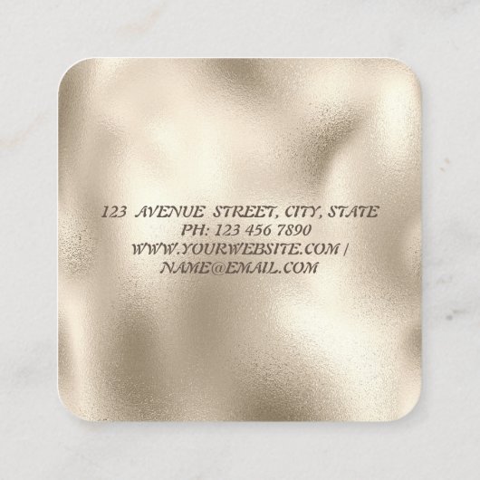 蓮エレガント花金ゴールドブラシ筆画ホログラフィック スクエア名刺 (裏面)