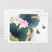 蓮カッコいい中国の葉桃花蝶 ポストカード (正面/裏面)