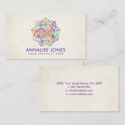 蓮カラフル曼荼羅の花 名刺 (正面/裏面)