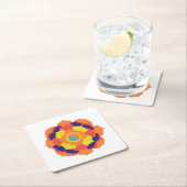 蓮カラフル花イン&ヤンマンダラ スクエアペーパーコースター (インサイチュ)