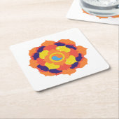蓮カラフル花イン&ヤンマンダラ スクエアペーパーコースター (アングル)