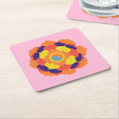 蓮カラフル花イン&ヤンマンダラ スクエアペーパーコースター (アングル)