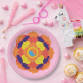 蓮カラフル花イン&ヤンマンダラ ペーパープレート (パーティー)