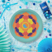 蓮カラフル花イン&ヤンマンダラ ペーパープレート (パーティー)