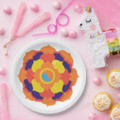 蓮カラフル花イン&ヤンマンダラ ペーパープレート (パーティー)