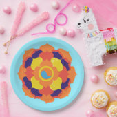 蓮カラフル花イン&ヤンマンダラ ペーパープレート (パーティー)