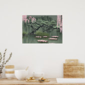 蓮中国の絵画の花が咲いた池の香り ポスター (キッチン)