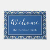 蓮地中海の瓦の模様 – 白蓮 ドアマット (正面)