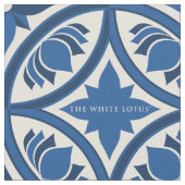 蓮地中海の瓦の模様 – 白蓮 ファブリック (クローズアップ)