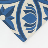 蓮地中海の瓦の模様 – 白蓮 フリースブランケット (角)