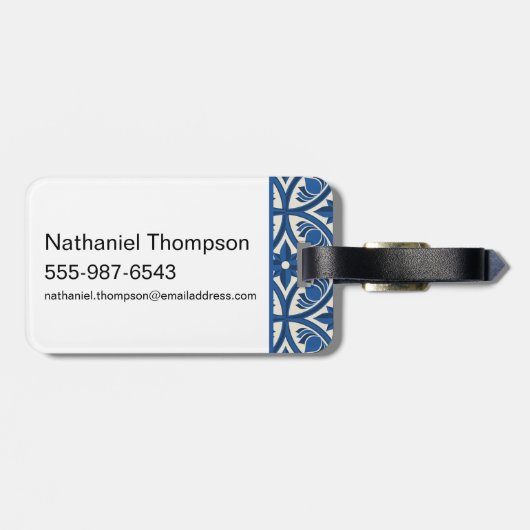 蓮地中海の瓦の模様 – 白蓮 ラゲッジタグ (裏面横)