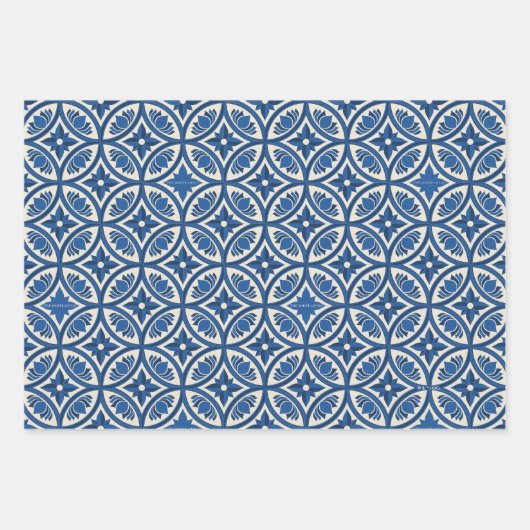 蓮地中海の瓦の模様 – 白蓮 ラッピングペーパーシート (正面3)