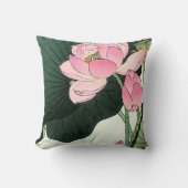 蓮日本の花 – ヴィンテージファインアート枕 クッション (正面)