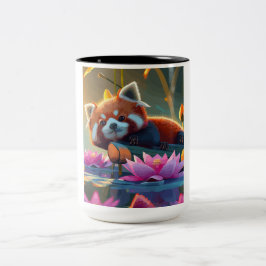 蓮池の丸太に赤杖を敷く ツートーンマグカップ