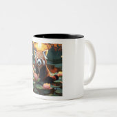 蓮池の赤いパンダ ツートーンマグカップ (正面右)