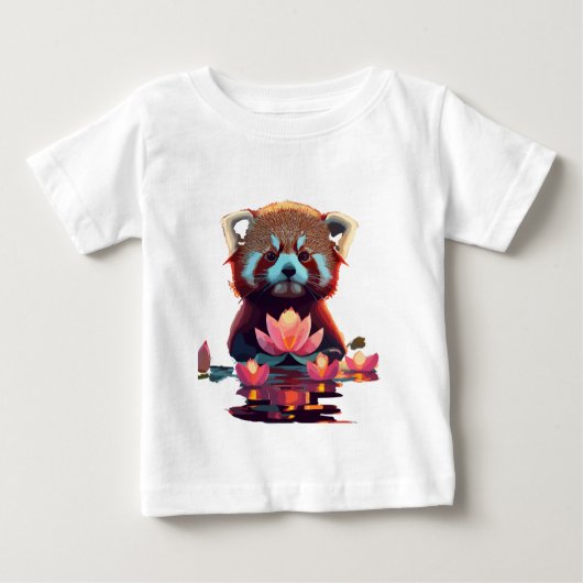蓮池の赤いパンダ ベビーTシャツ (正面)