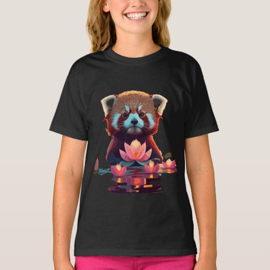 蓮池の赤いパンダ Tシャツ (正面)