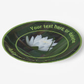 蓮白熱［赤熱］光を放つの花のパーソナライズされたパーティー ペーパープレート (アングル)