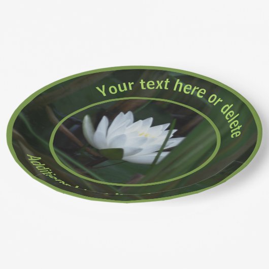 蓮白熱［赤熱］光を放つの花のパーソナライズされたパーティー ペーパープレート (アングル)