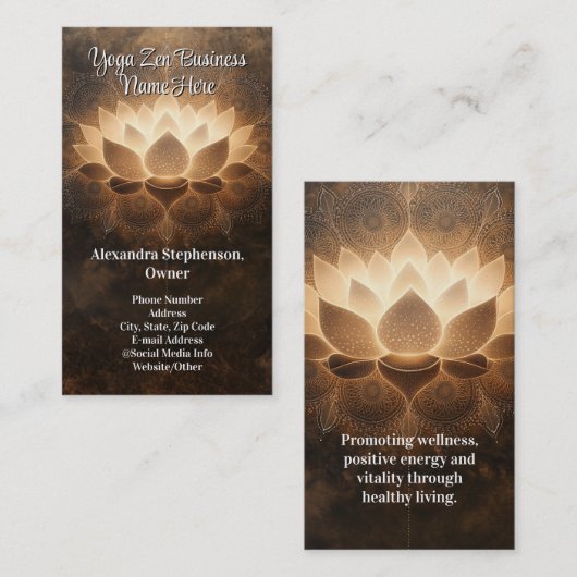 蓮白熱［赤熱］光を放つ花禅ヨガエレガントスパウェルネス 名刺 (正面/裏面)