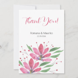 蓮素朴花水彩画 サンキューカード