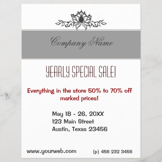 蓮芸術的花白黒スケッチ販売 チラシ (正面)