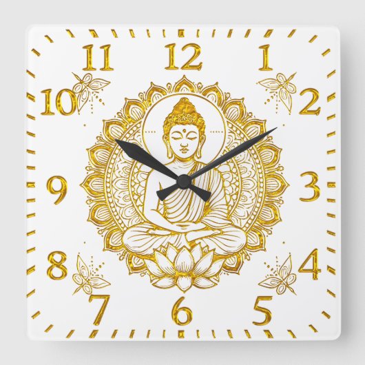 蓮華仏 スクエア壁時計 (正面)