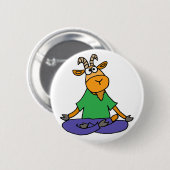 蓮華座のヨガをしているおもしろいなヤギ 缶バッジ (正面&裏面)