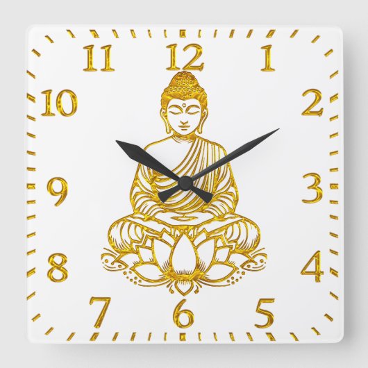 蓮華形の仏 スクエア壁時計 (正面)