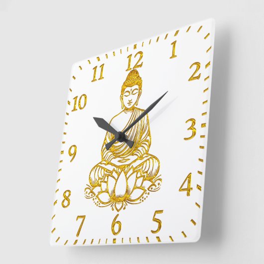 蓮華形の仏 スクエア壁時計 (傾斜)