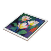 蓮鮮やかの花 – 水モダン色ウォールアート タイル (側面)