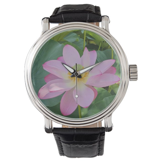 蓮鮮やかの花 腕時計 (正面)