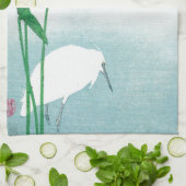 蓮、白ヘロン、小村、浮世絵 キッチンタオル (折り畳み)