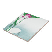 蓮、白ヘロン、小村、浮世絵 タイル (側面)