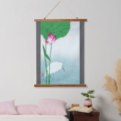 蓮、白ヘロン、小村、浮世絵 吊り下げ型タペストリー (寝室)