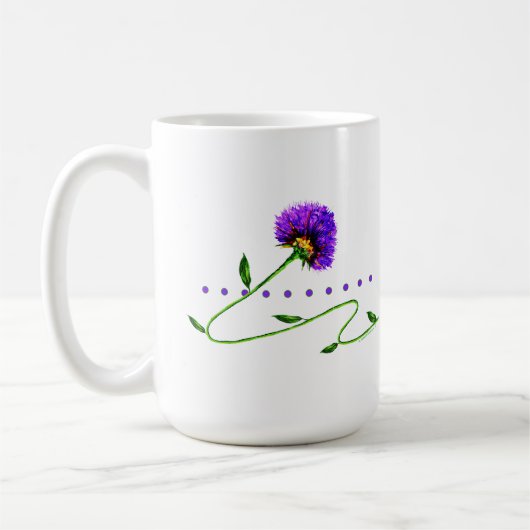 蔓に咲く紫色の花 コーヒーマグカップ (左)