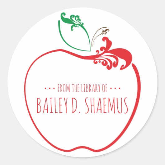 蔵書が花開いたリンゴの切手 ラウンドシール (正面)