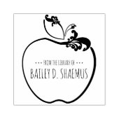 蔵書が花開いたリンゴの切手 ラバースタンプ (インプリント)