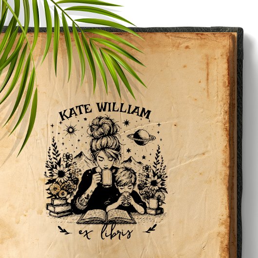 蔵書付き母カスタムと息子 セルフインキングスタンプ