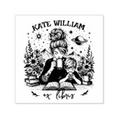 蔵書付き母カスタムと息子 セルフインキングスタンプ (デザイン)