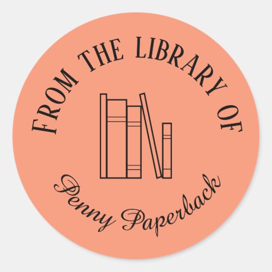 蔵書票カスタムスタンプあなたの名前の本スピニング ラウンドシール (正面)