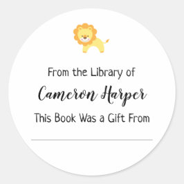 蔵書票シンプルのライブラリからイエローライオン ラウンドシール