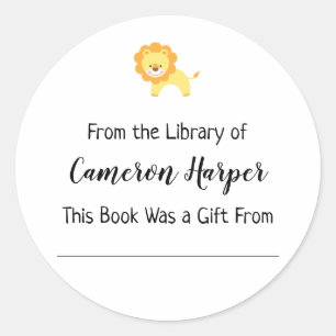 蔵書票シンプルのライブラリからイエローライオン ラウンドシール