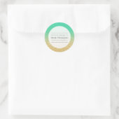 蔵書票スクール名ステッカー金ゴールドグラデーショングリッター ラウンドシール (バッグ)