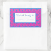 蔵書票スタンプ、マゼンタのピンクと青のドット 長方形シール (バッグ)