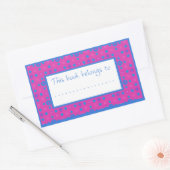 蔵書票スタンプ、マゼンタのピンクと青のドット 長方形シール (封筒)